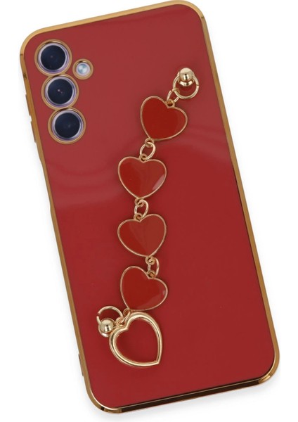 Samsung Galaxy A24 4g Elegant Charm Case (Kalpli Zincirli Kılıf) Elegant Silicone Cover - Kırmızı fırsatları