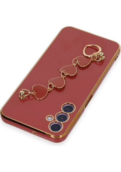 Samsung Galaxy A24 4g Elegant Charm Case (Kalpli Zincirli Kılıf) Elegant Silicone Cover - Kırmızı indirimleri
