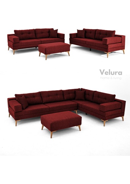 Zeri Modüler Yataklı 3 Adet Üçlü Kanepe & 3'lü Koltuk (3+3+3) - Kırmızı fiyatları