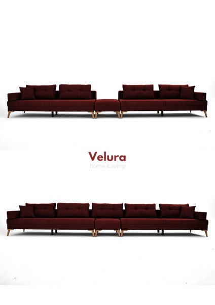 Zeri Modüler Yataklı 3 Adet Üçlü Kanepe & 3'lü Koltuk (3+3+3) - Kırmızı modelleri