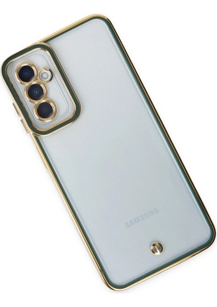 Samsung Galaxy M23 Elegant Liva Lens Kapak – (Şeffaf Gövde, Altın Çerçeveli Kamera Koruma) - Yeşil modelleri