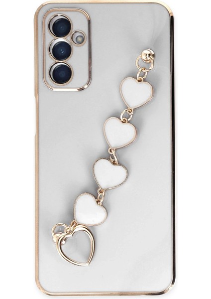 Samsung Galaxy A14 4g Elegant Charm Case (Kalpli Zincirli Kılıf) Elegant Silicone Cover - Beyaz fiyatları