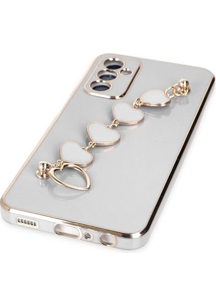 Samsung Galaxy A14 4g Elegant Charm Case (Kalpli Zincirli Kılıf) Elegant Silicone Cover - Beyaz indirimleri