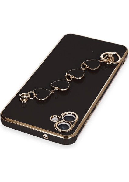 Samsung Galaxy A04 Elegant Charm Case (Kalpli Zincirli Kılıf) Elegant Silicone Cover - Siyah modelleri