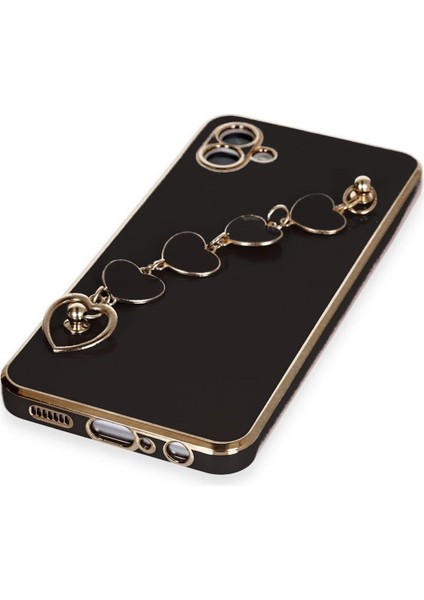 Samsung Galaxy A04 Elegant Charm Case (Kalpli Zincirli Kılıf) Elegant Silicone Cover - Siyah fırsatları
