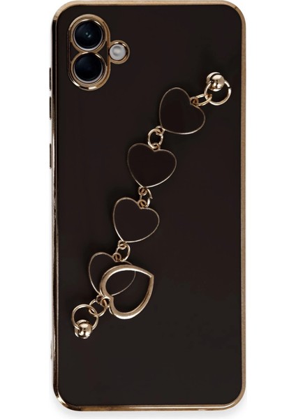 Samsung Galaxy A04 Elegant Charm Case (Kalpli Zincirli Kılıf) Elegant Silicone Cover - Siyah indirimleri