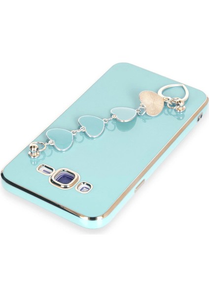 Samsung Galaxy J7 Elegant Charm Case (Kalpli Zincirli Kılıf) Elegant Silicone Cover - Su Yeşili modelleri