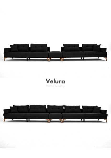 Zeri Modüler Yataklı 3 Adet Üçlü Kanepe & 3'lü Koltuk (3+3+3) - Siyah modelleri