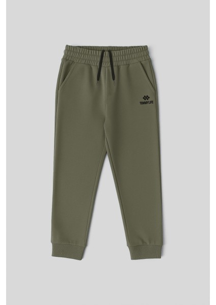 Haki Standart Fit Manşetli Ince Erkek Çocuk Eşofman Alt - 11205