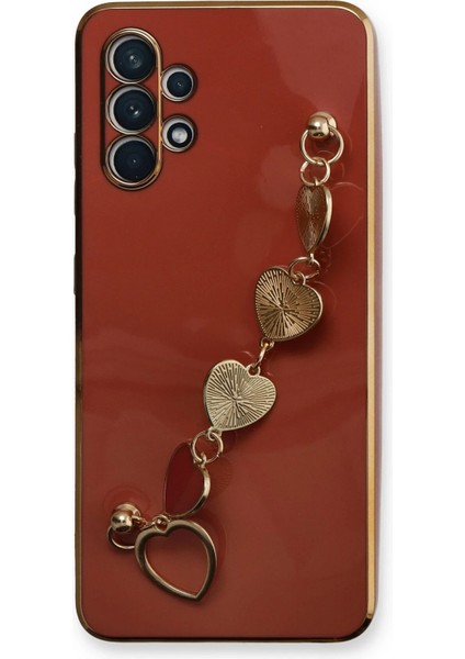 Samsung Galaxy A32 Elegant Charm Case (Kalpli Zincirli Kılıf) Elegant Silicone Cover - Kırmızı indirimleri