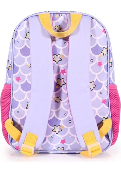 Çocuk Okul Sırt Çantası Pırıltılı Deniz Kızı Desenli Ergonomik Dayanıklı Açık Mor 25x33x10 cm