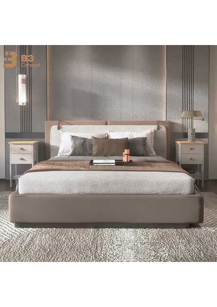 Retro Serisi Özel Tasarım Yatak Yanı – Kolay Kurulum - Çift Çekmeceli Komodin Safir Meşe - Beyaz fırsatları