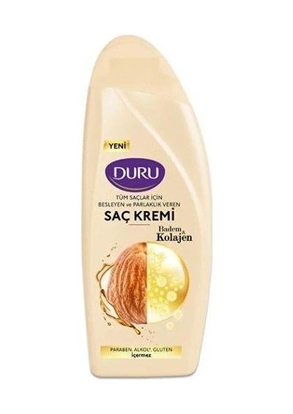 Saç Kremi 500 ml Tüm Saç Tipleri için Kolajen ve Badem İçeren Besleyici Formül