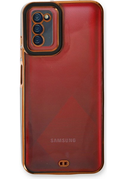 Samsung Galaxy A03S Elegant Liva Lens Kapak – (Şeffaf Gövde, Altın Çerçeveli Kamera Koruma) - Siyah fiyatları