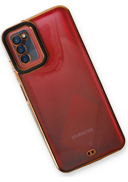 Samsung Galaxy A03S Elegant Liva Lens Kapak – (Şeffaf Gövde, Altın Çerçeveli Kamera Koruma) - Siyah modelleri