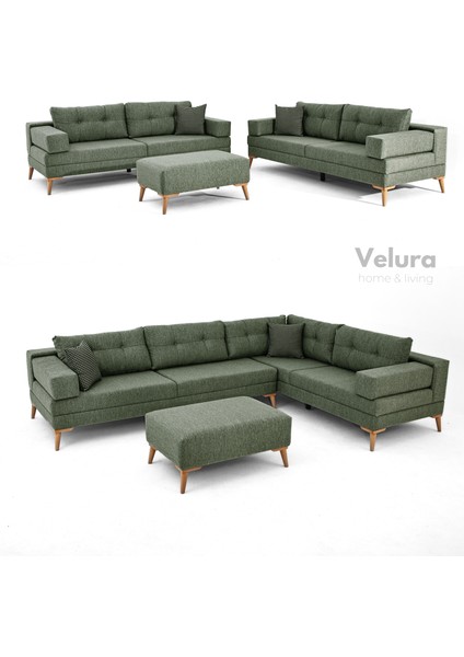 Zeri Modüler Yataklı 3 Adet Üçlü Kanepe & 3'lü Koltuk (3+3+3) - Yeşil fiyatları