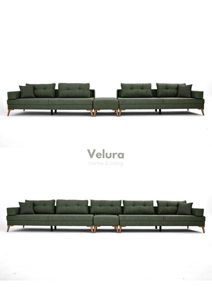 Zeri Modüler Yataklı 3 Adet Üçlü Kanepe & 3'lü Koltuk (3+3+3) - Yeşil modelleri