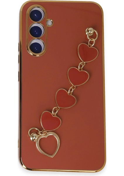 Samsung Galaxy A54 5g Elegant Charm Case (Kalpli Zincirli Kılıf) Elegant Silicone Cover - Kırmızı