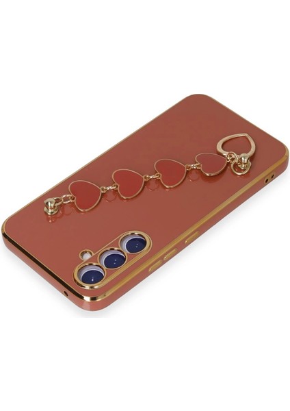 Samsung Galaxy A54 5g Elegant Charm Case (Kalpli Zincirli Kılıf) Elegant Silicone Cover - Kırmızı modelleri