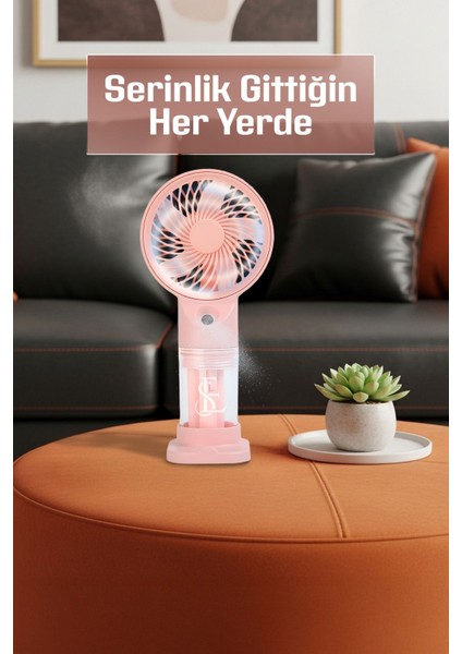 Su Püskürtmeli Serinletici Sprey El Fanı (Mavi/pembe/yeşil)