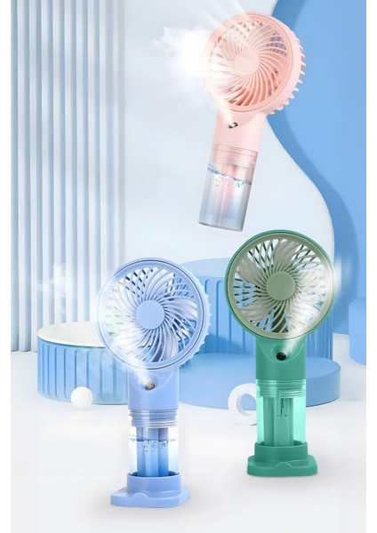 Su Püskürtmeli Serinletici Sprey El Fanı (Mavi/pembe/yeşil)