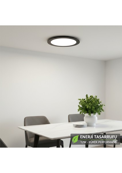 KDL401B Slim LED Panel Siyah Kasa 12W Beyaz Işık - Modern Tavan Aydınlatması fiyatları