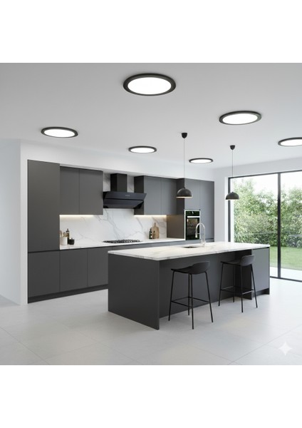 KDL401B Slim LED Panel Siyah Kasa 12W Beyaz Işık - Modern Tavan Aydınlatması modelleri