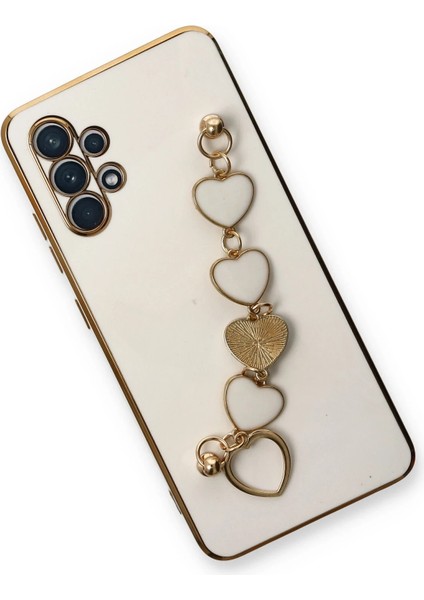 Samsung Galaxy A32 Elegant Charm Case (Kalpli Zincirli Kılıf) Elegant Silicone Cover - Beyaz modelleri