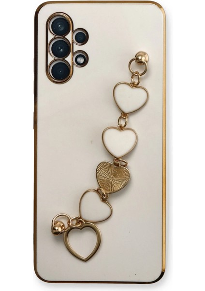 Samsung Galaxy A32 Elegant Charm Case (Kalpli Zincirli Kılıf) Elegant Silicone Cover - Beyaz indirimleri