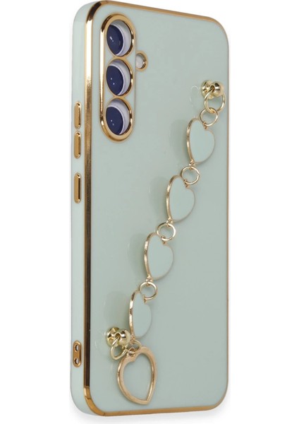 Samsung Galaxy A54 5g Elegant Charm Case (Kalpli Zincirli Kılıf) Elegant Silicone Cover - Su Yeşili fiyatları