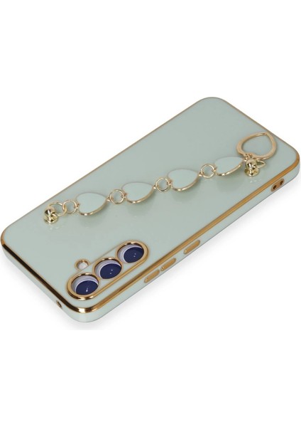 Samsung Galaxy A54 5g Elegant Charm Case (Kalpli Zincirli Kılıf) Elegant Silicone Cover - Su Yeşili modelleri