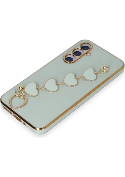 Samsung Galaxy A54 5g Elegant Charm Case (Kalpli Zincirli Kılıf) Elegant Silicone Cover - Su Yeşili fırsatları