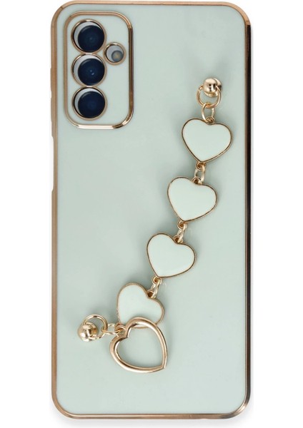 Samsung Galaxy A14 4g Elegant Charm Case (Kalpli Zincirli Kılıf) Elegant Silicone Cover - Su Yeşili
