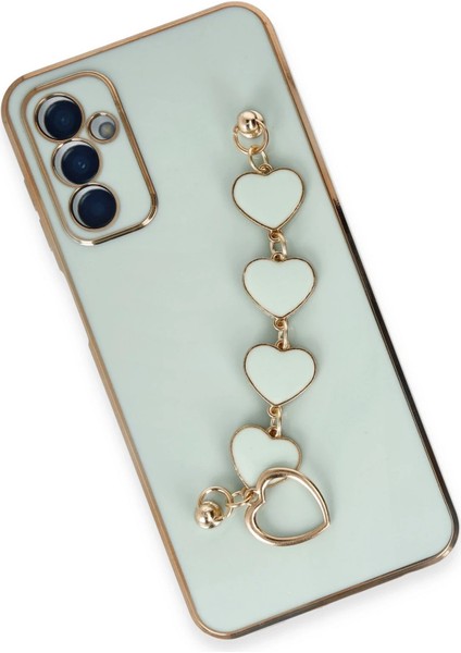 Samsung Galaxy A14 4g Elegant Charm Case (Kalpli Zincirli Kılıf) Elegant Silicone Cover - Su Yeşili modelleri