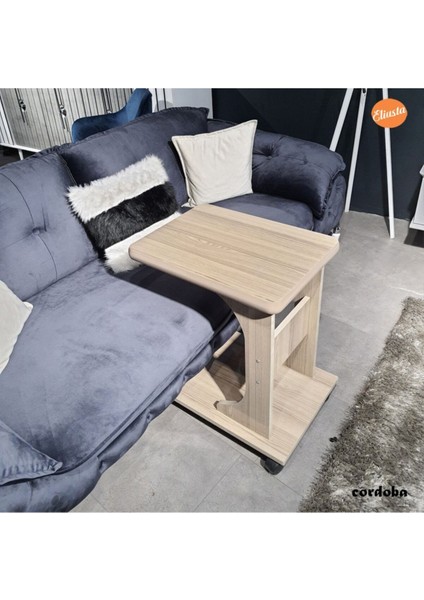 Tekerlekli C Yan Sehpa Ofis Sehpası Laptop Sehpası Mdf Koltuk Yanı Sehpa indirimleri