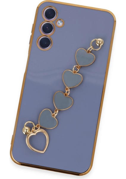 Samsung Galaxy A24 4g Elegant Charm Case (Kalpli Zincirli Kılıf) Elegant Silicone Cover - Gri modelleri