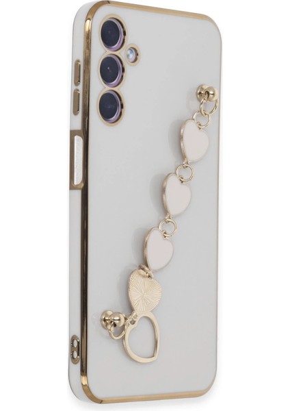 Samsung Galaxy A24 4g Elegant Charm Case (Kalpli Zincirli Kılıf) Elegant Silicone Cover - Beyaz fiyatları