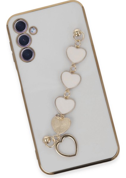 Samsung Galaxy A24 4g Elegant Charm Case (Kalpli Zincirli Kılıf) Elegant Silicone Cover - Beyaz fırsatları