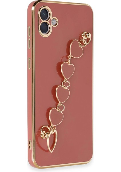 Samsung Galaxy A04 Elegant Charm Case (Kalpli Zincirli Kılıf) Elegant Silicone Cover - Kırmızı fiyatları