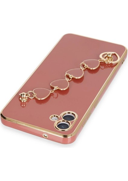 Samsung Galaxy A04 Elegant Charm Case (Kalpli Zincirli Kılıf) Elegant Silicone Cover - Kırmızı modelleri