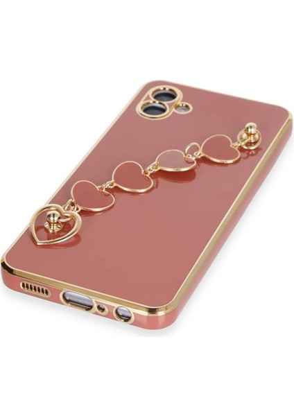Samsung Galaxy A04 Elegant Charm Case (Kalpli Zincirli Kılıf) Elegant Silicone Cover - Kırmızı fırsatları