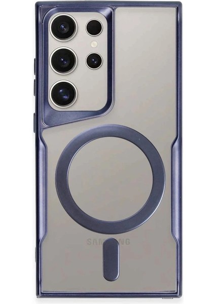 Samsung Galaxy S24 Ultra Elegant Venüs Magsafe Kılıf – Slim Transparent Tasarım - Lacivert modelleri