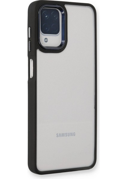 Samsung Galaxy A22 Elegant Clear Case (Şeffaf Kılıf) - Stylish Protective Cover - Siyah