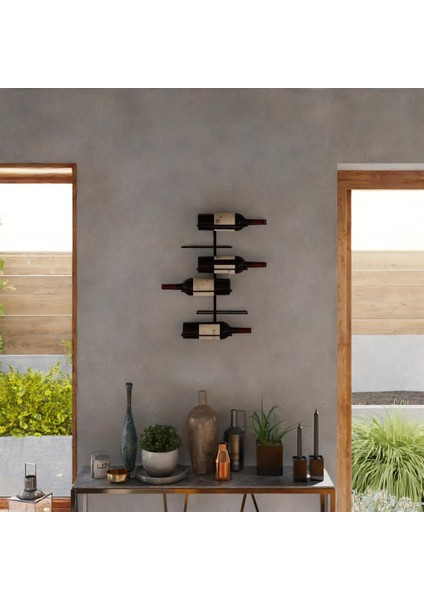 - Modern Metal Şarap Rafı - Duvara Monte 6 Şişelik Şaraplık - Minimalist Ev Bar Dekoru modelleri