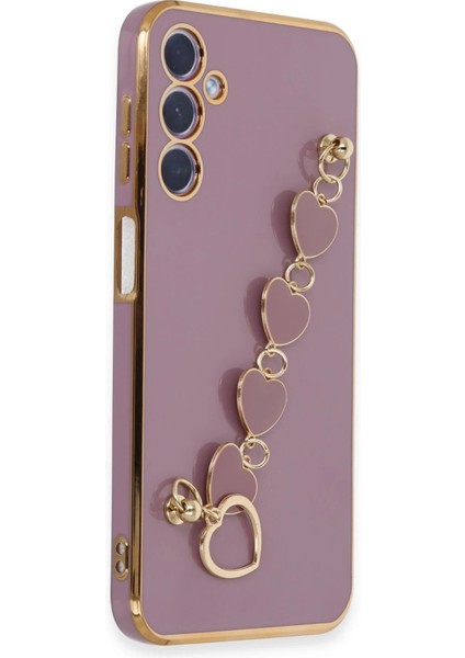 Samsung Galaxy A24 4g Elegant Charm Case (Kalpli Zincirli Kılıf) Elegant Silicone Cover - Mor fiyatları