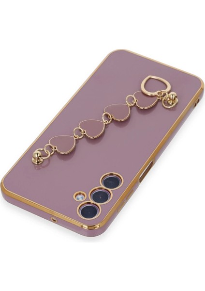 Samsung Galaxy A24 4g Elegant Charm Case (Kalpli Zincirli Kılıf) Elegant Silicone Cover - Mor indirimleri