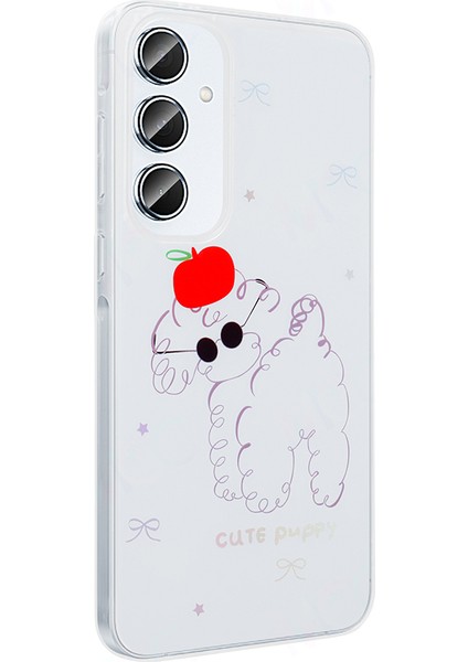 Galaxy A55 Kılıf Şeffaf Figürlü Zore Folk Sert Kapak - Çilek modelleri