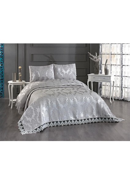 Jakarlı Şönil Yatak Örtüsü Gri fiyatları