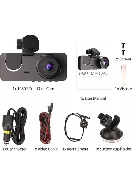 MB-450 2 Inç 3 Kameralı 1080P Yol Kayıt Araç Kamerası(Türkçemenü Gerigörüş Hareketsensörü) Wifi fırsatları