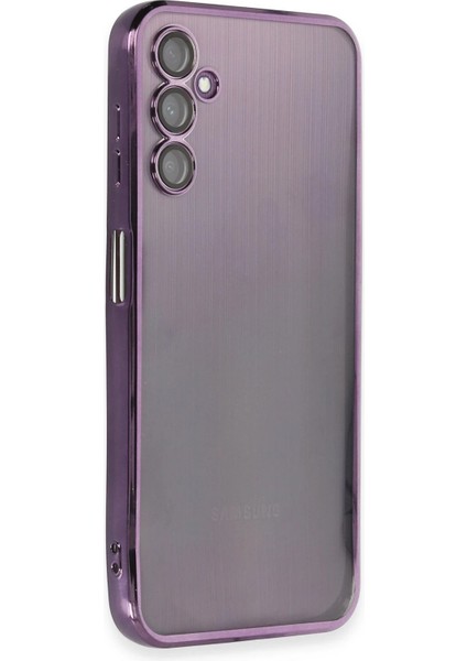 Samsung Galaxy A14 4g Crystal Shield Lensli Silikon (Lens Protector / Kamera Koruyucu Kılıf) - Mor indirimleri